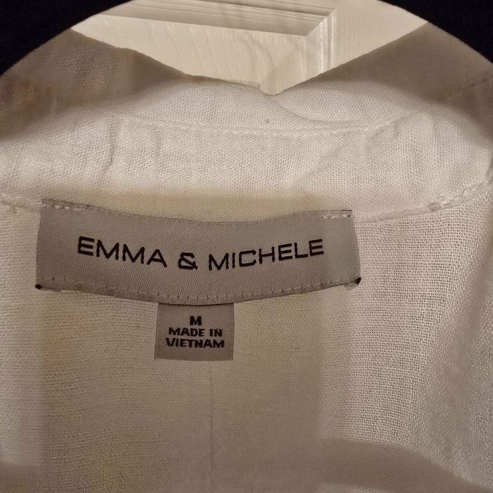 Off-White Linen Blend Button Front Collared Midi … - image 3